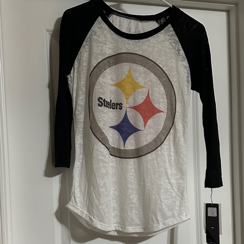 Women’s Black and White Graphic Raglan Shirt - Touch by Alyssa Milano